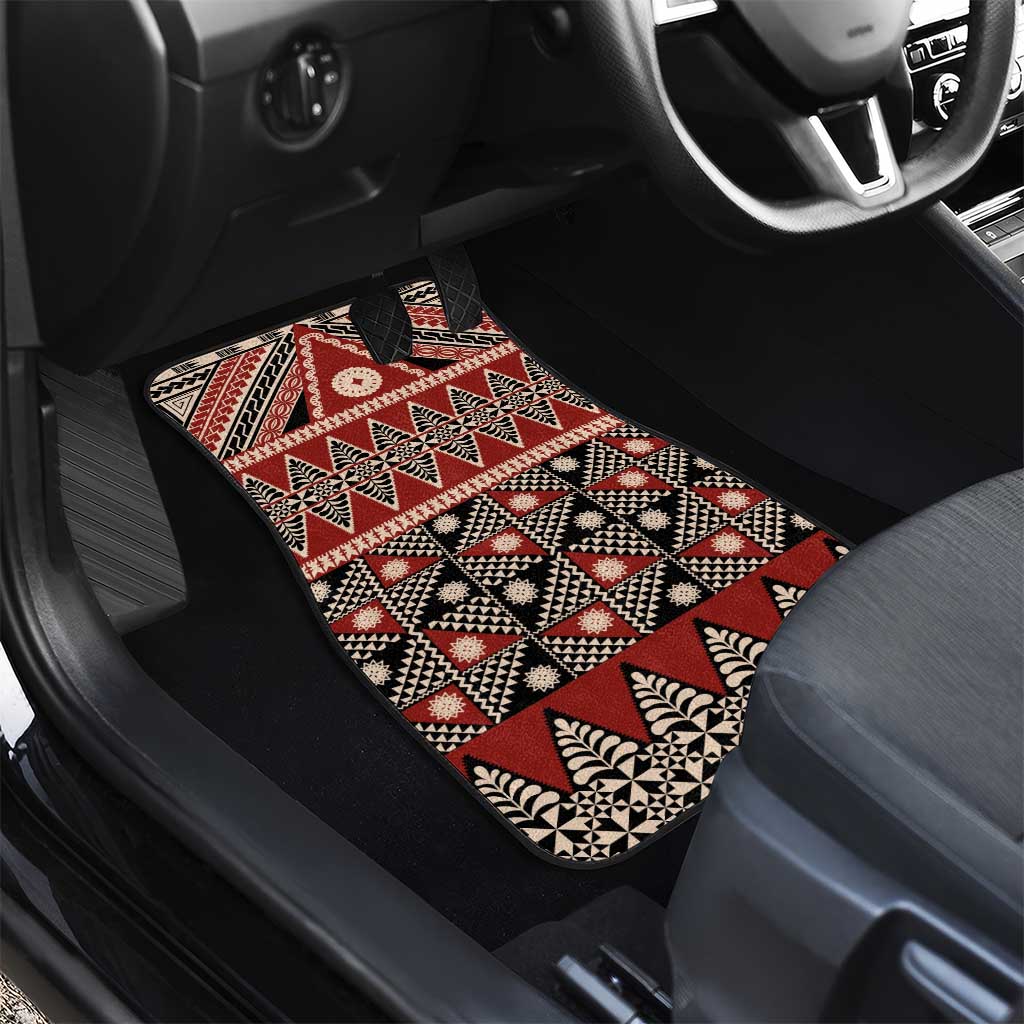 Vintage Bula Fiji Car Mats Red Tapa Masi Motif