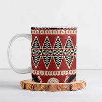 Vintage Bula Fiji Ceramic Mug Red Tapa Masi Motif - Polynesian Pride