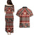 Vintage Bula Fiji Couples Matching Puletasi and Hawaiian Shirt Red Tapa Masi Motif