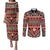Vintage Bula Fiji Couples Matching Puletasi and Long Sleeve Button Shirt Red Tapa Masi Motif