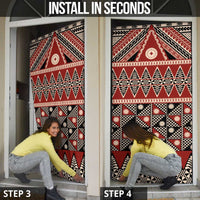 Vintage Bula Fiji Door Cover Red Tapa Masi Motif - Polynesian Pride