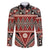 Vintage Bula Fiji Family Matching Puletasi and Hawaiian Shirt Red Tapa Masi Motif