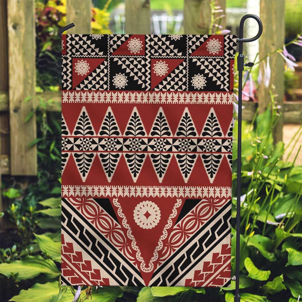 Vintage Bula Fiji Garden Flag Red Tapa Masi Motif