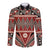 Vintage Bula Fiji Long Sleeve Button Shirt Red Tapa Masi Motif
