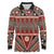 Vintage Bula Fiji Long Sleeve Polo Shirt Red Tapa Masi Motif