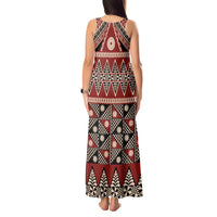 Vintage Bula Fiji Tank Maxi Dress Red Tapa Masi Motif