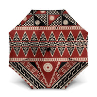 Vintage Bula Fiji Umbrella Red Tapa Masi Motif - Polynesian Pride