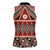 Vintage Bula Fiji Women Sleeveless Polo Shirt Red Tapa Masi Motif