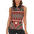 Vintage Bula Fiji Women Sleeveless Polo Shirt Red Tapa Masi Motif