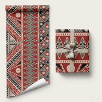 Vintage Bula Fiji Wrapping Paper Red Tapa Masi Motif LT9 58" × 23" Red - Polynesian Pride
