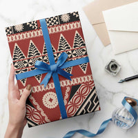 Vintage Bula Fiji Wrapping Paper Red Tapa Masi Motif LT9 - Polynesian Pride