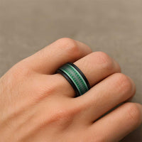 Vintage Bula Fiji Spinner Ring Green Tapa Motif Fiji Traditional Masi Pattern - Polynesian Pride