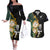 South Africa Protea and New Zealand Couples Matching Off The Shoulder Long Sleeve Dress and Hawaiian Shirt Go All Black-Springboks Rugby with Kente And Maori LT9 Black Green - Polynesian Pride