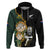 South Africa Protea and New Zealand Hoodie Go All Black-Springboks Rugby with Kente And Maori LT9 Black Green - Polynesian Pride