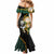 South Africa Protea and New Zealand Mermaid Dress Go All Black-Springboks Rugby with Kente And Maori LT9 - Polynesian Pride