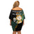 South Africa Protea and New Zealand Off Shoulder Short Dress Go All Black-Springboks Rugby with Kente And Maori LT9 - Polynesian Pride