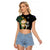 South Africa Protea and New Zealand Raglan Cropped T Shirt Go All Black-Springboks Rugby with Kente And Maori LT9 Female Black Green - Polynesian Pride