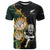 South Africa Protea and New Zealand T Shirt Go All Black-Springboks Rugby with Kente And Maori LT9 Black Green - Polynesian Pride