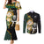 Custom South Africa Protea and New Zealand Couples Matching Mermaid Dress and Long Sleeve Button Shirts Go All Black-Springboks Rugby with Kente And Maori LT9 Black Green - Polynesian Pride