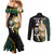 Custom South Africa Protea and New Zealand Couples Matching Mermaid Dress and Long Sleeve Button Shirts Go All Black-Springboks Rugby with Kente And Maori LT9 - Polynesian Pride