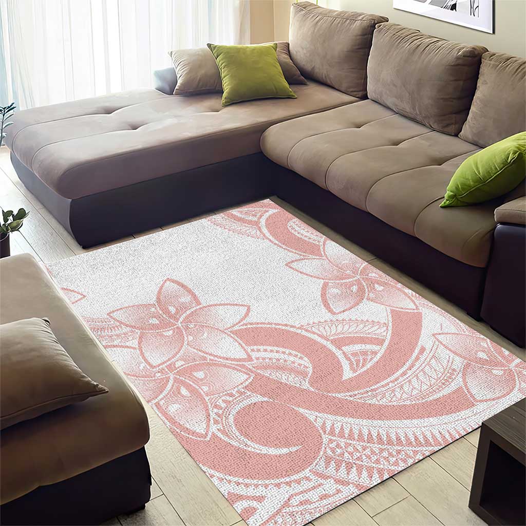 Polynesian Tribal Plumeria Lotu Tamaiti Area Rug Pastel Blush - Polynesian Pride