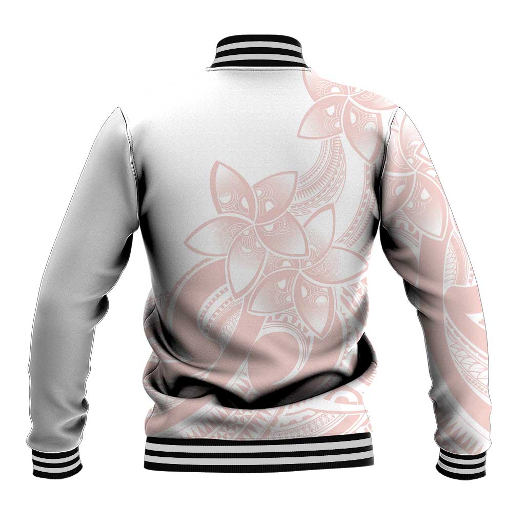 Polynesian Tribal Plumeria Lotu Tamaiti Baseball Jacket Pastel Blush LT9 - Polynesian Pride