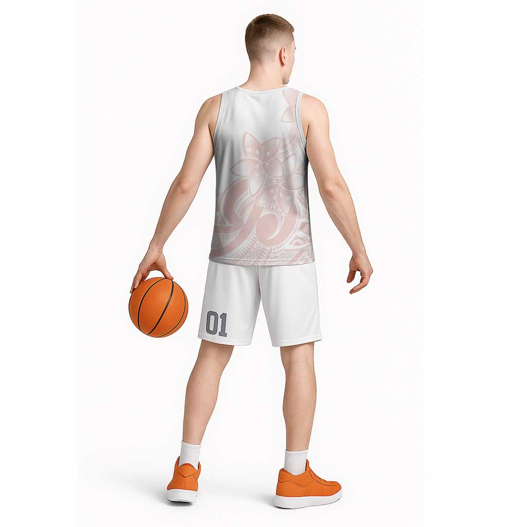 Polynesian Tribal Plumeria Lotu Tamaiti Basketball Jersey Pastel Blush LT9 - Polynesian Pride