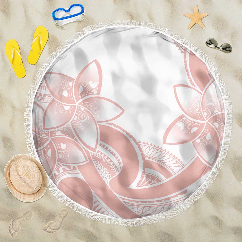 Polynesian Tribal Plumeria Lotu Tamaiti Beach Blanket Pastel Blush LT9 One Size 150cm Blush - Polynesian Pride
