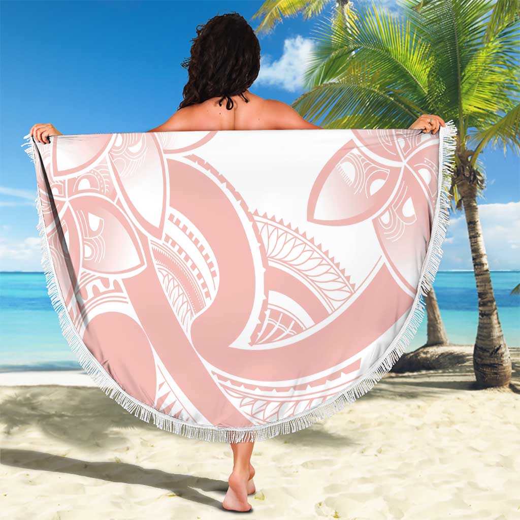 Polynesian Tribal Plumeria Lotu Tamaiti Beach Blanket Pastel Blush LT9 - Polynesian Pride