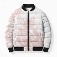 Polynesian Tribal Plumeria Lotu Tamaiti Bomber Puffer Jacket Pastel Blush LT9 Unisex Blush - Polynesian Pride