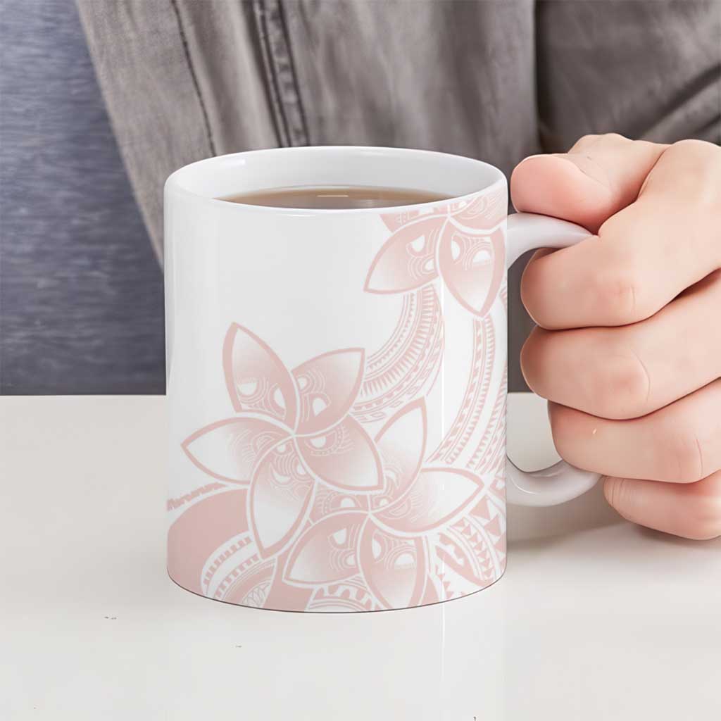 Polynesian Tribal Plumeria Lotu Tamaiti Ceramic Mug Pastel Blush - Polynesian Pride