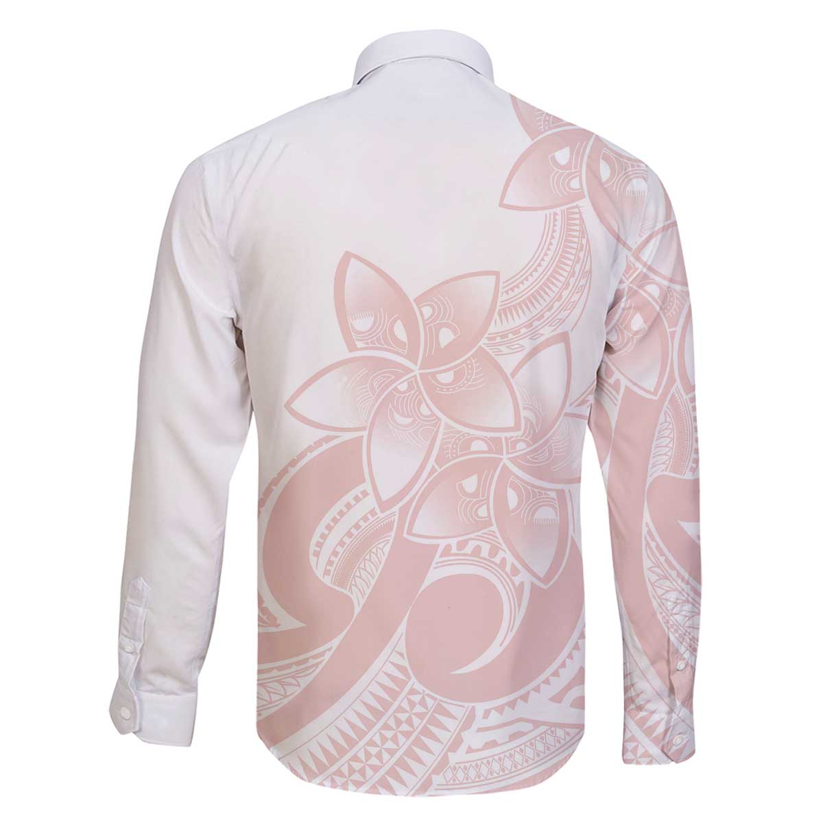 Polynesian Tribal Plumeria Lotu Tamaiti Family Matching Off The Shoulder Long Sleeve Dress and Hawaiian Shirt Pastel Blush - Polynesian Pride