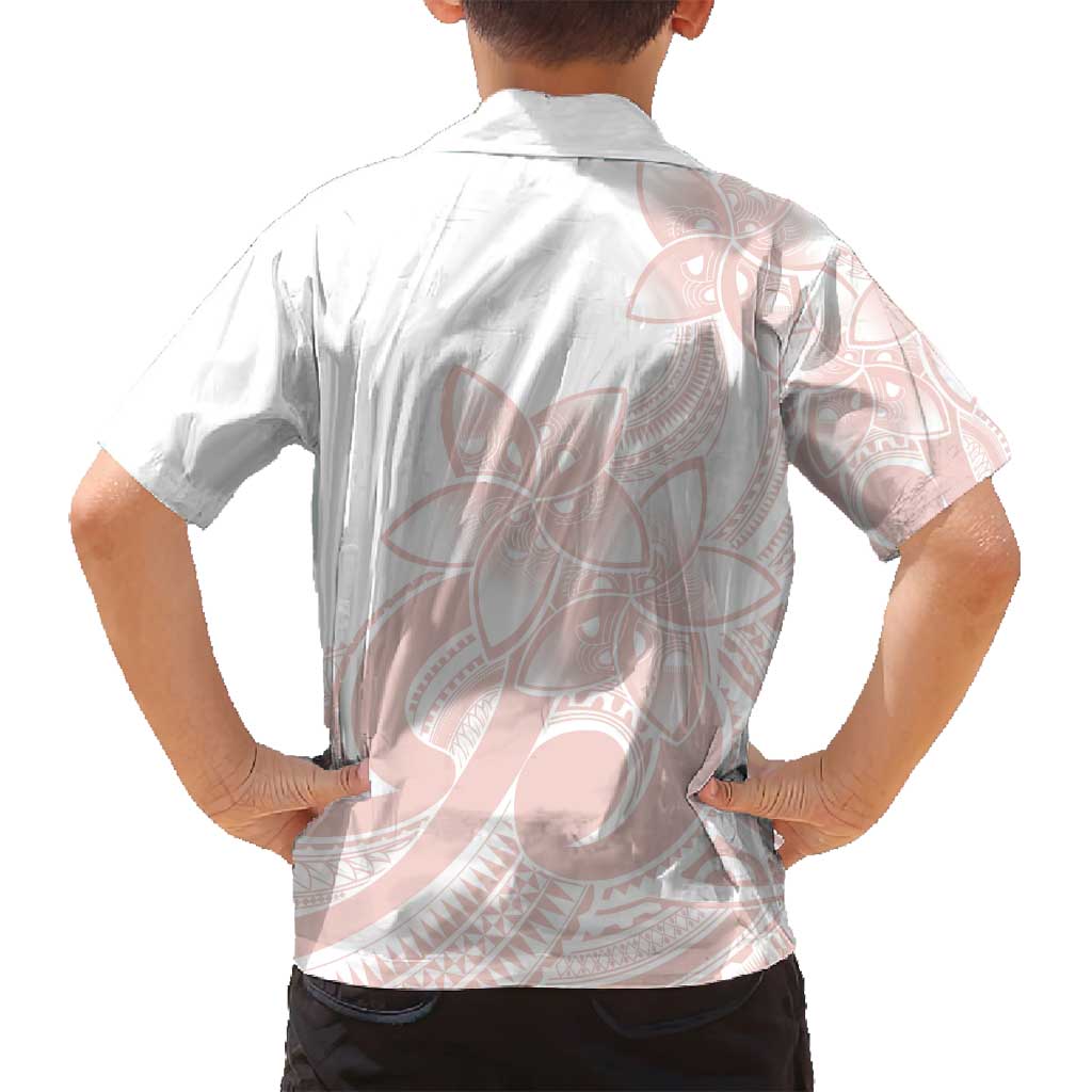 Polynesian Tribal Plumeria Lotu Tamaiti Family Matching Summer Maxi Dress and Hawaiian Shirt Pastel Blush - Polynesian Pride