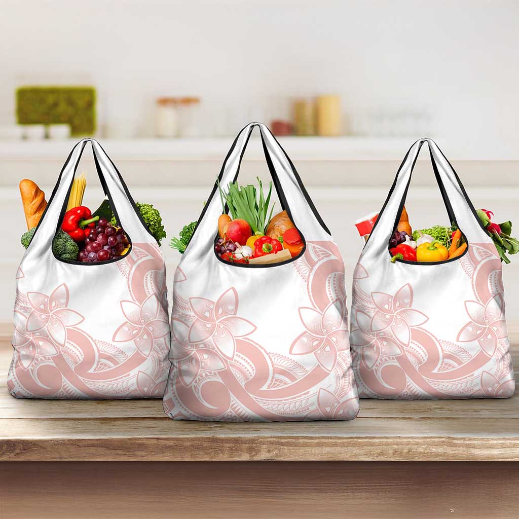 Polynesian Tribal Plumeria Lotu Tamaiti Grocery Bag Pastel Blush LT9 3-pack One Size Blush - Polynesian Pride