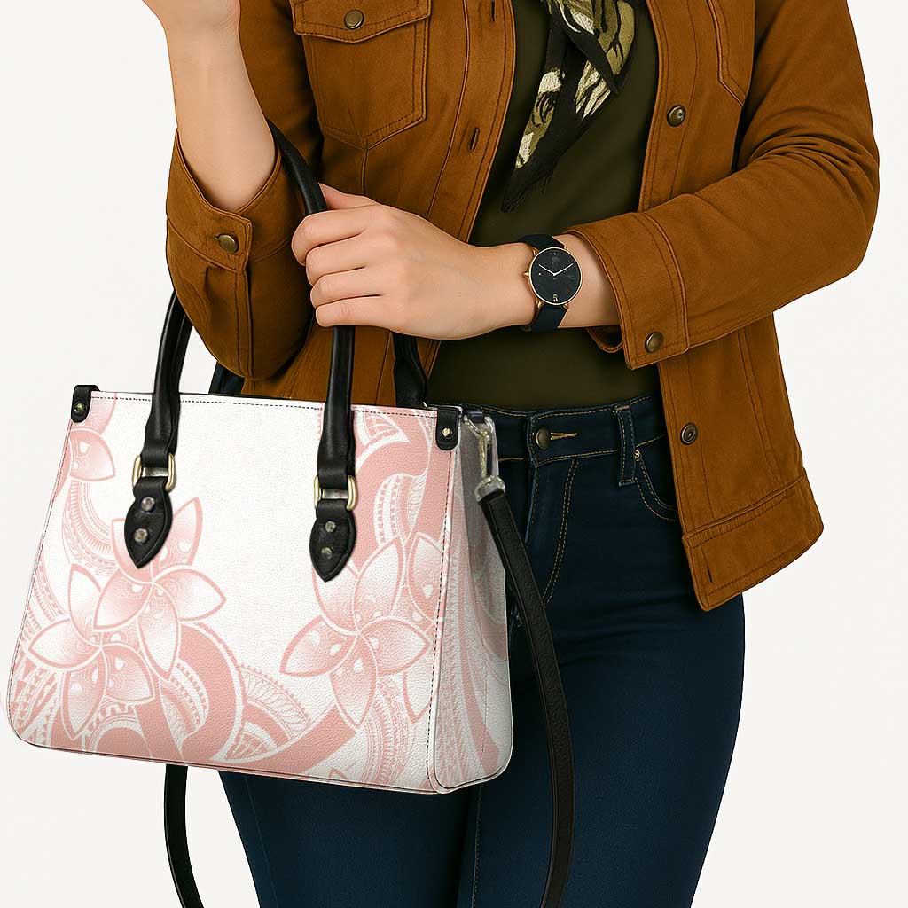 Polynesian Tribal Plumeria Lotu Tamaiti Leather Bag Pastel Blush - Polynesian Pride