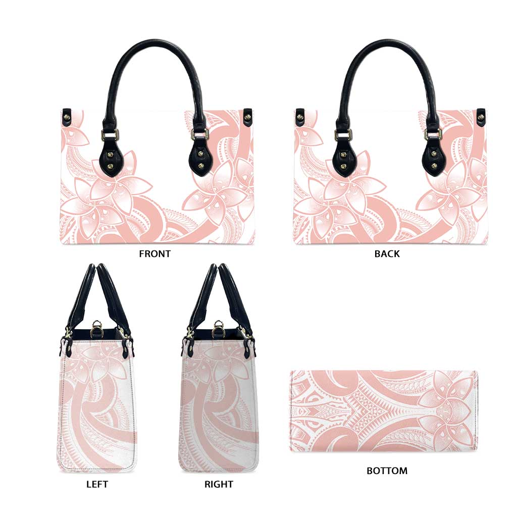 Polynesian Tribal Plumeria Lotu Tamaiti Leather Bag Pastel Blush - Polynesian Pride