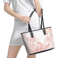 Polynesian Tribal Plumeria Lotu Tamaiti Leather Tote Bag Pastel Blush - Polynesian Pride