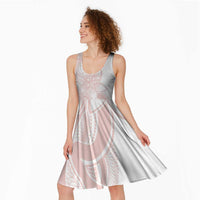 Polynesian Tribal Plumeria Lotu Tamaiti Midi Dress Pastel Blush - Polynesian Pride