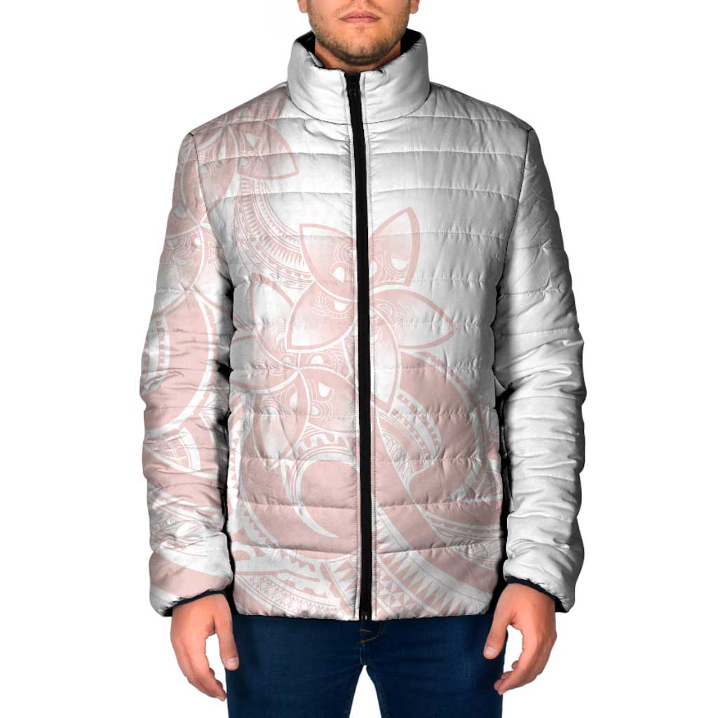 Polynesian Tribal Plumeria Lotu Tamaiti Padded Jacket Pastel Blush LT9 Men Blush - Polynesian Pride
