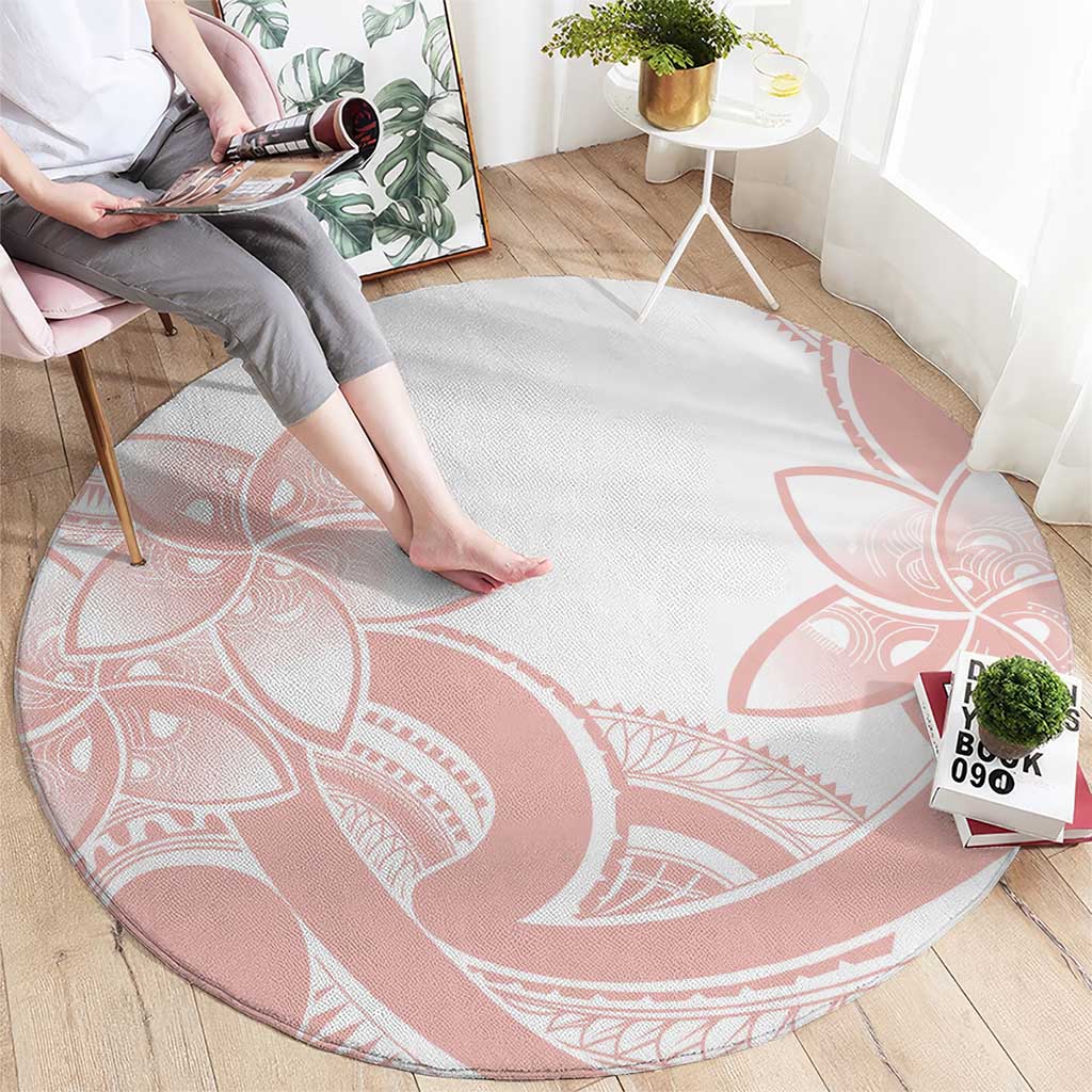 Polynesian Tribal Plumeria Lotu Tamaiti Round Carpet Pastel Blush - Polynesian Pride