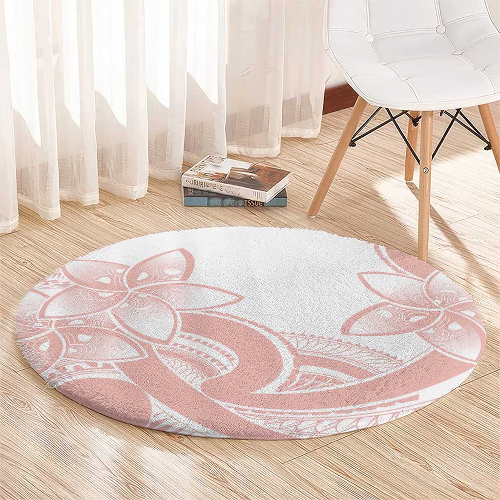 Polynesian Tribal Plumeria Lotu Tamaiti Round Carpet Pastel Blush - Polynesian Pride