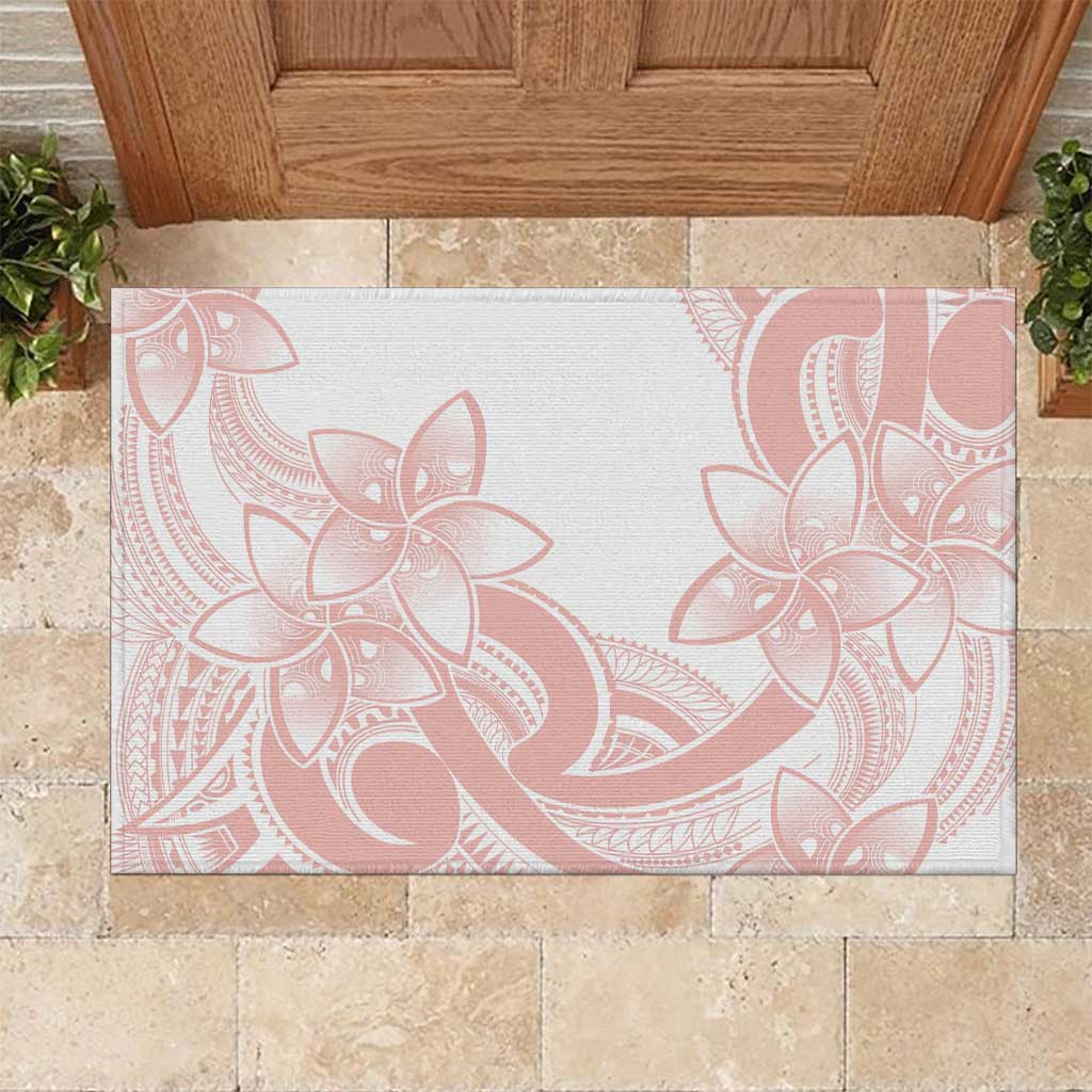 Polynesian Tribal Plumeria Lotu Tamaiti Rubber Doormat Pastel Blush LT9 Blush - Polynesian Pride