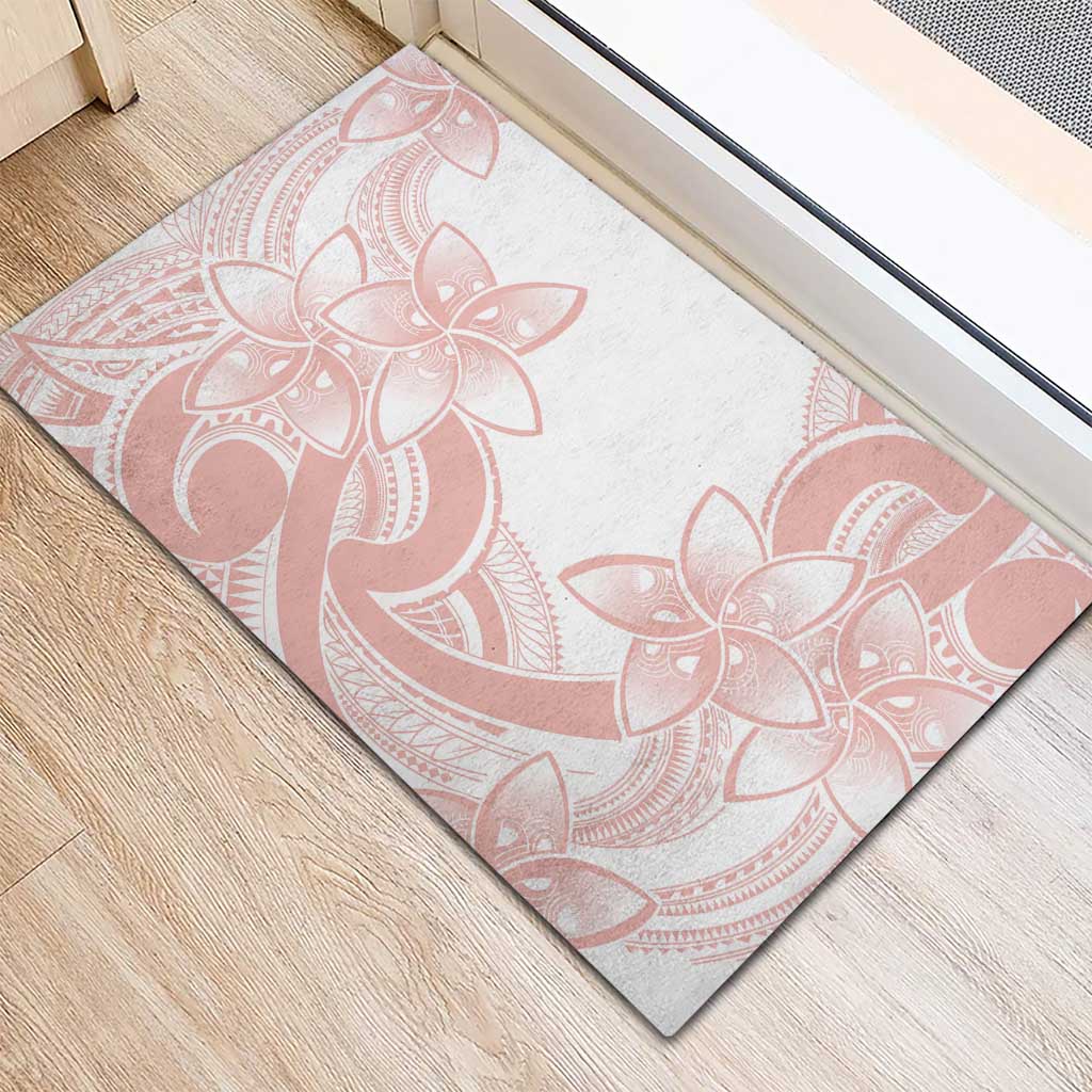 Polynesian Tribal Plumeria Lotu Tamaiti Rubber Doormat Pastel Blush LT9 - Polynesian Pride