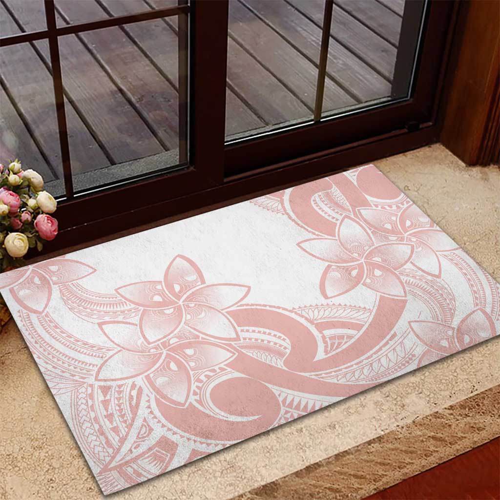 Polynesian Tribal Plumeria Lotu Tamaiti Rubber Doormat Pastel Blush LT9 - Polynesian Pride