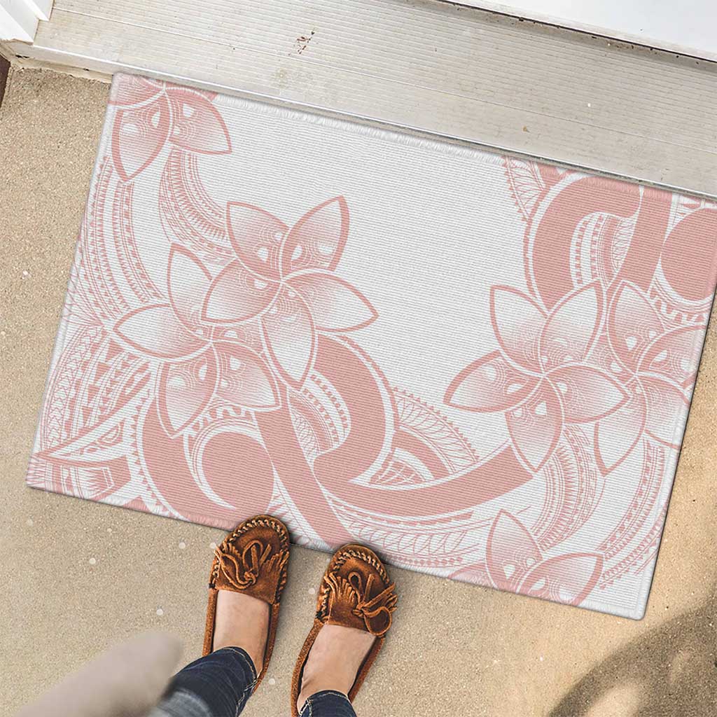 Polynesian Tribal Plumeria Lotu Tamaiti Rubber Doormat Pastel Blush LT9 - Polynesian Pride