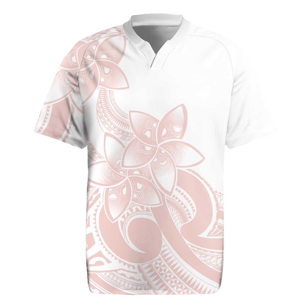 Polynesian Tribal Plumeria Lotu Tamaiti Rugby Jersey Pastel Blush LT9 Blush - Polynesian Pride