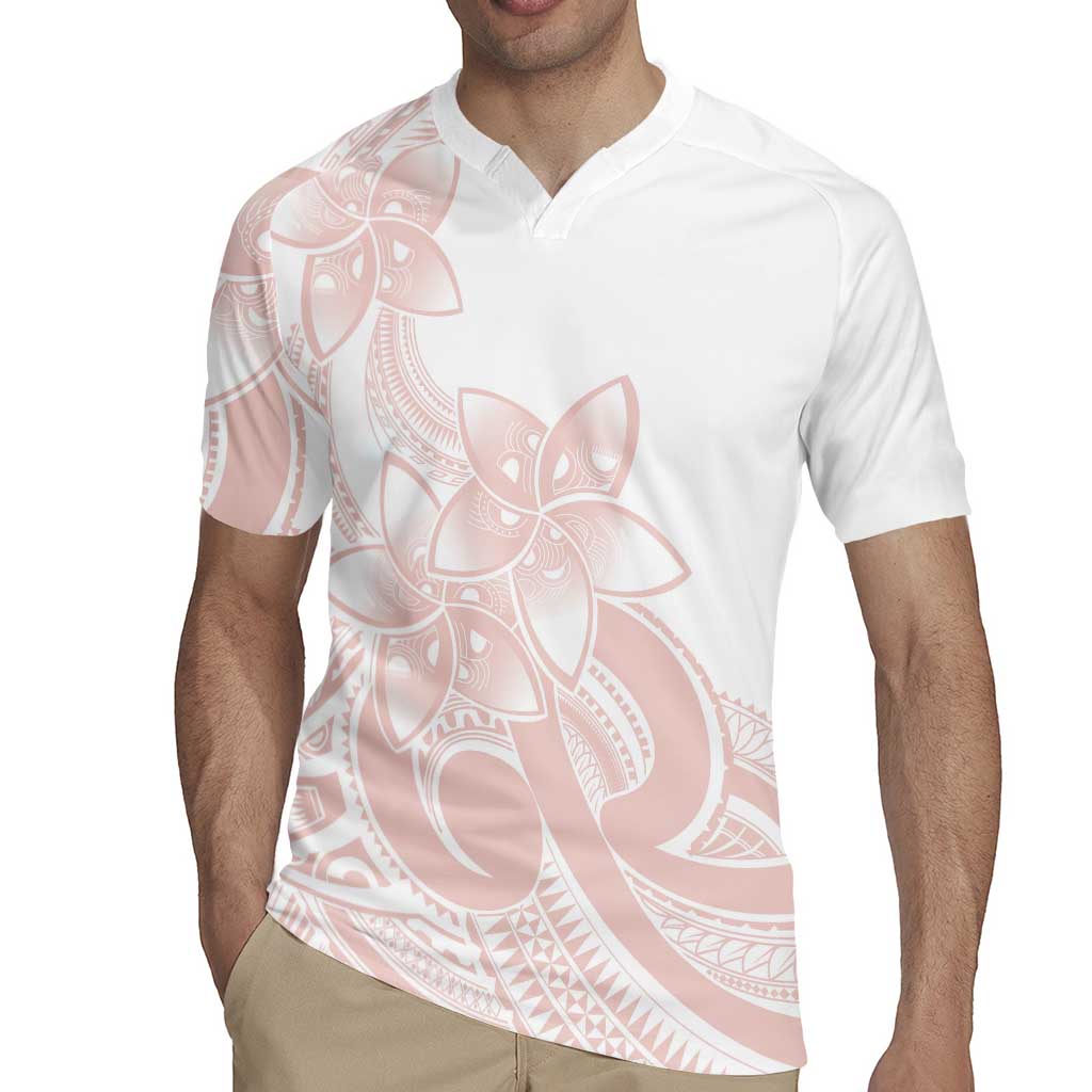 Polynesian Tribal Plumeria Lotu Tamaiti Rugby Jersey Pastel Blush LT9 - Polynesian Pride
