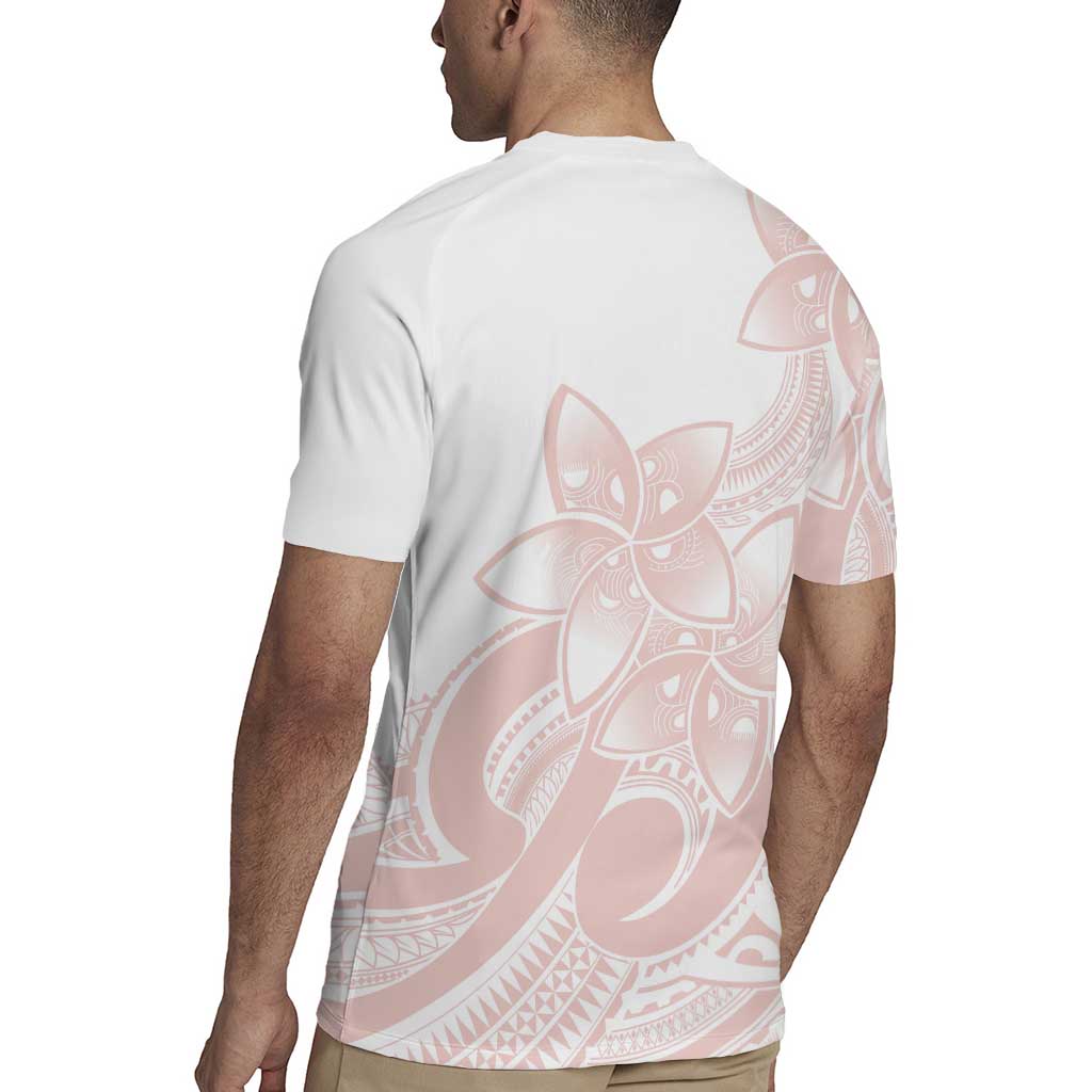 Polynesian Tribal Plumeria Lotu Tamaiti Rugby Jersey Pastel Blush LT9 - Polynesian Pride