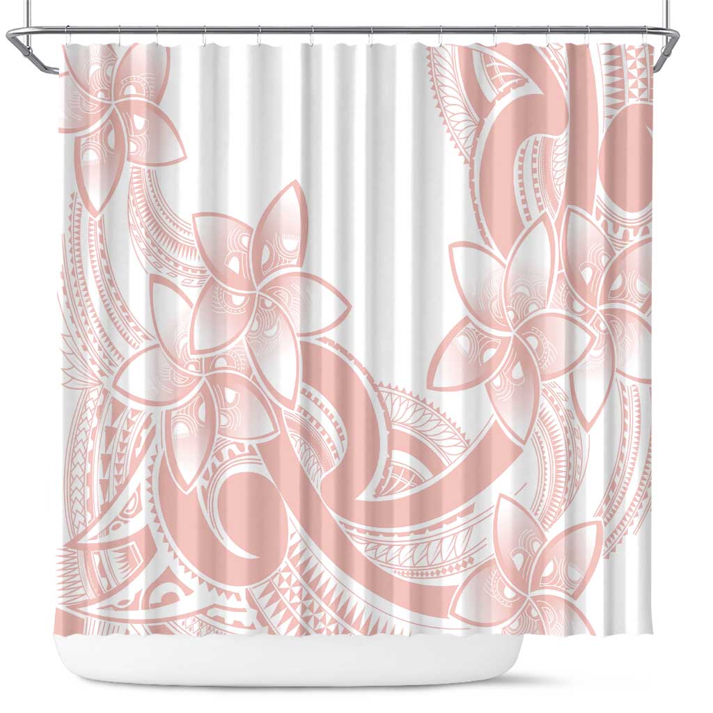 Polynesian Tribal Plumeria Lotu Tamaiti Shower Curtain Pastel Blush - Polynesian Pride