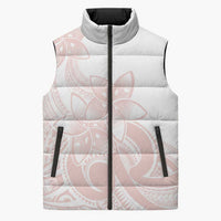 Polynesian Tribal Plumeria Lotu Tamaiti Sleeveless Puffer Jacket Pastel Blush LT9 Unisex Blush - Polynesian Pride